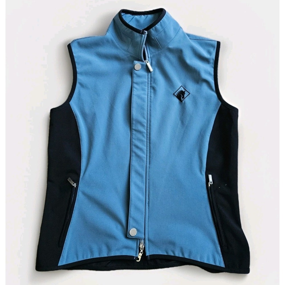 Arista Equestrian Women Blue Softshell Vest Large Horse Logo Canada Stretch Sz L